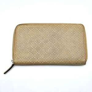 Gucci Leather Clutch Purse zippy long wallet tan zip around